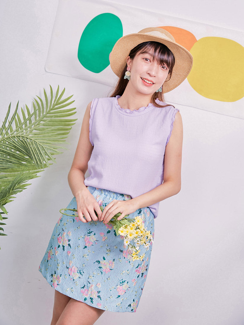 Floral Embroidered Jacquard Mini Skirt
