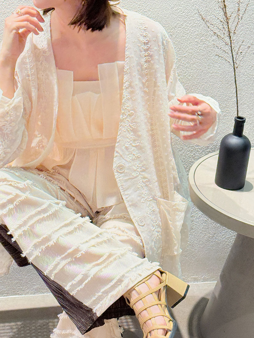 Sheer Embroidered Chiffon Jacket