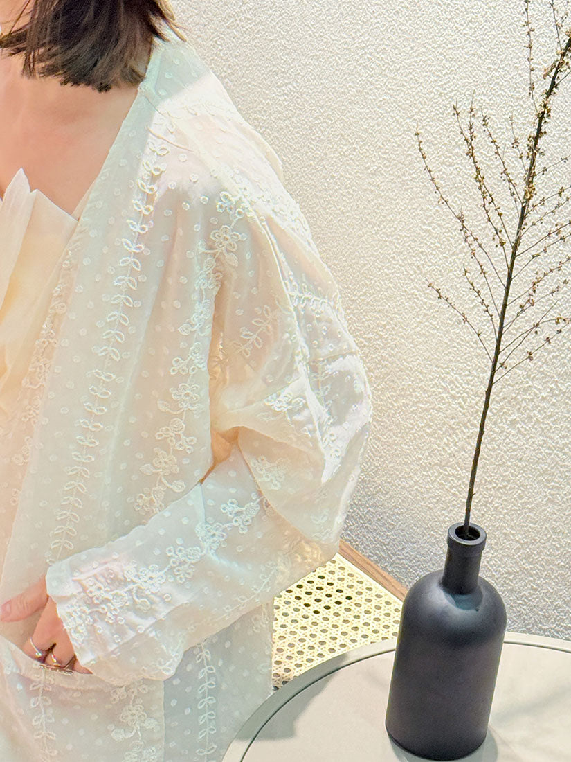 Sheer Embroidered Chiffon Jacket