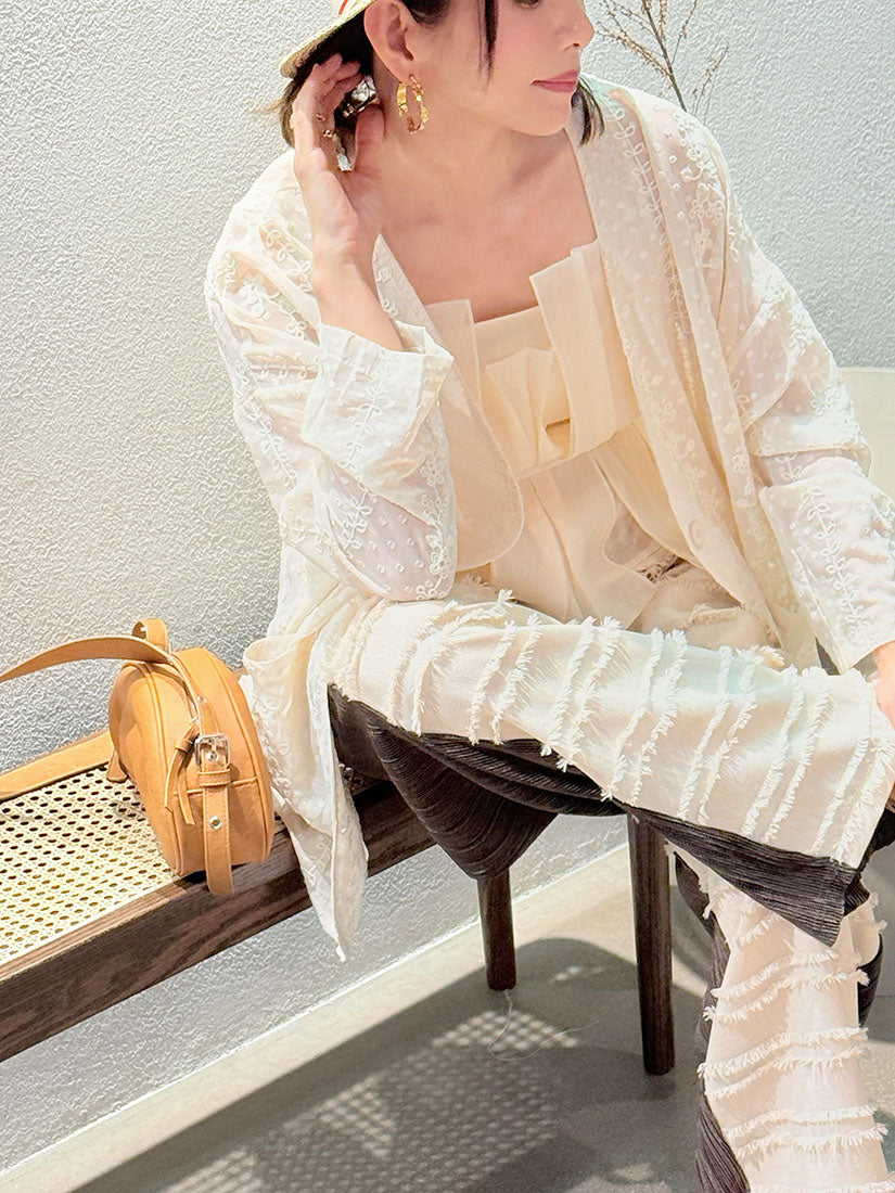 Sheer Embroidered Chiffon Jacket