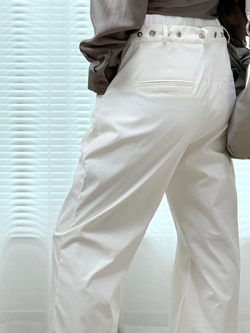 Double Waistband Eyelet Detail Pants (2 Colours)