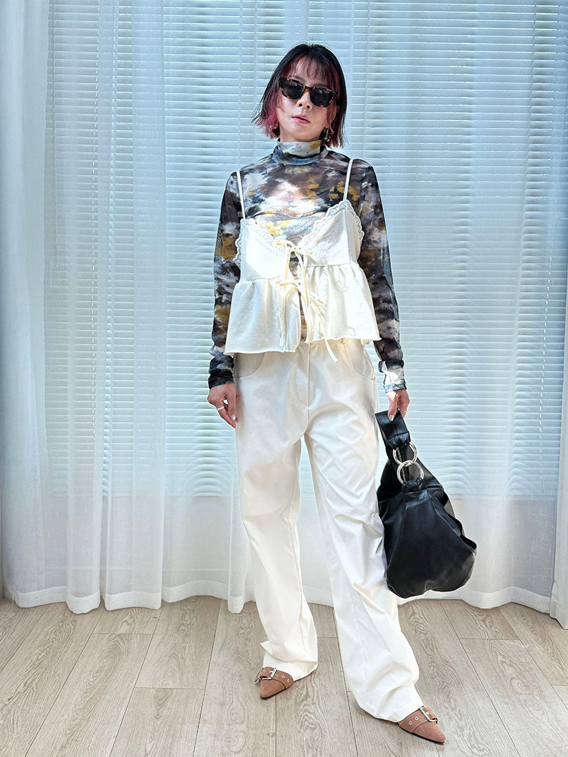 Tie Dye Printed Mock Neck Mesh Top (3 Colours)