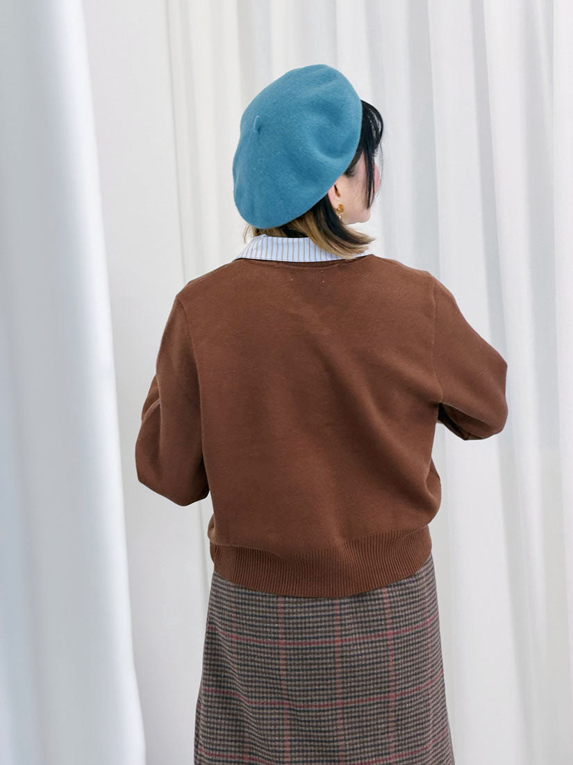 Bear Embroidered Woollen Beret (10 Colours)