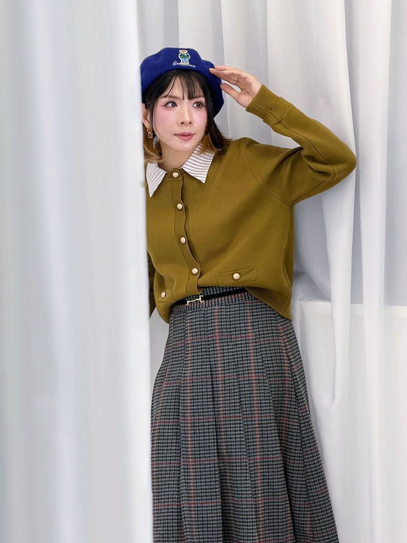 Detachable Shirt Collar Cardigan (2 Colours)