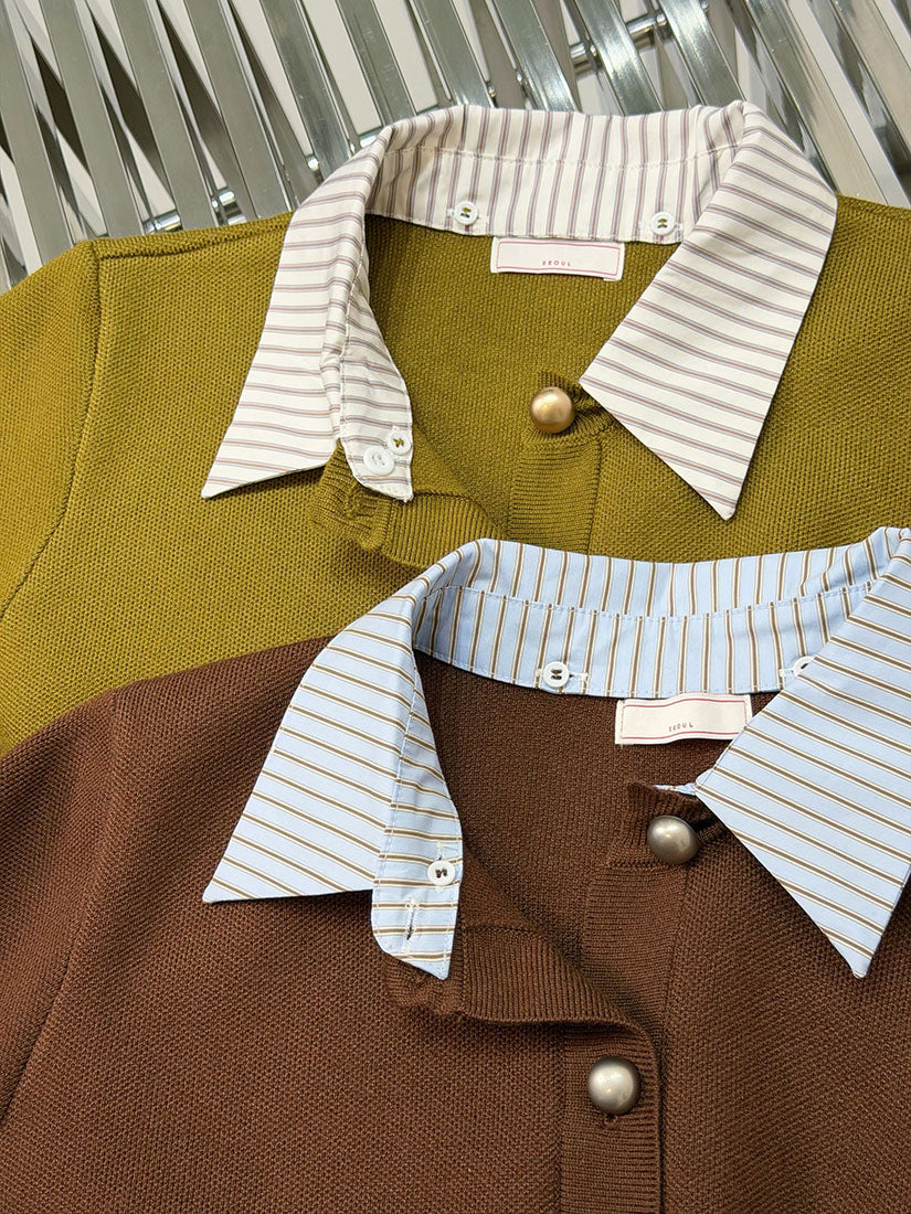 Detachable Shirt Collar Cardigan (2 Colours)