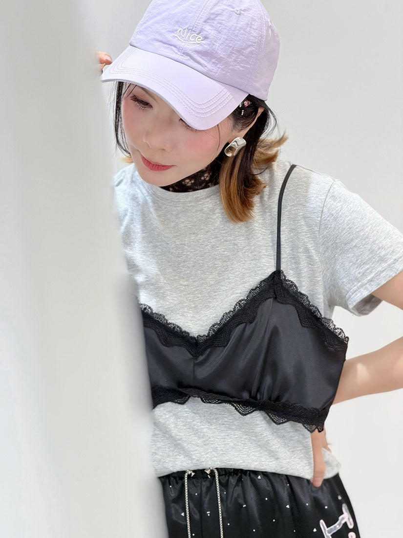 Lace Bra Top Cover Up Tee (2 Colours)