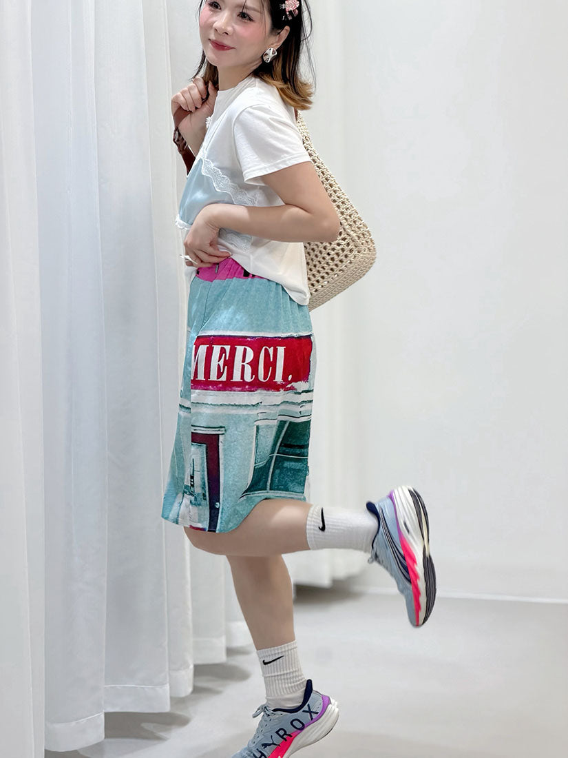 'Merci' Printed Skirt