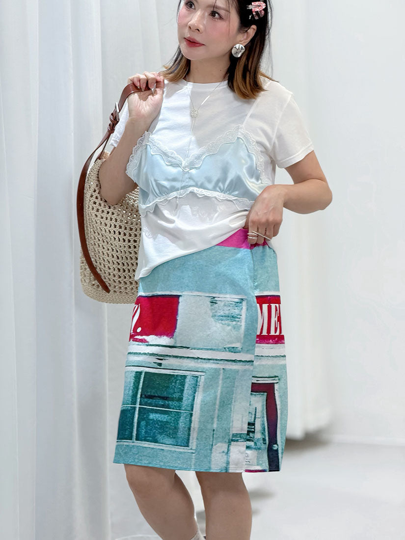 'Merci' Printed Skirt