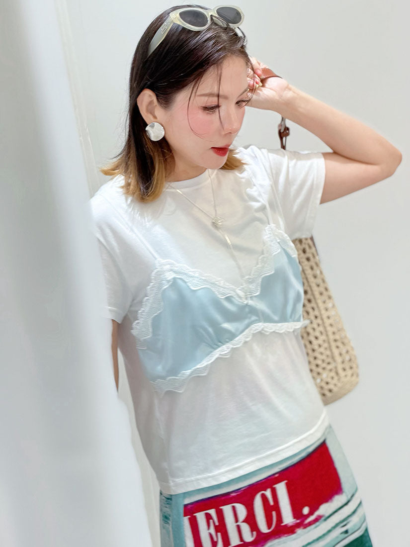 Lace Bra Top Cover Up Tee (2 Colours)