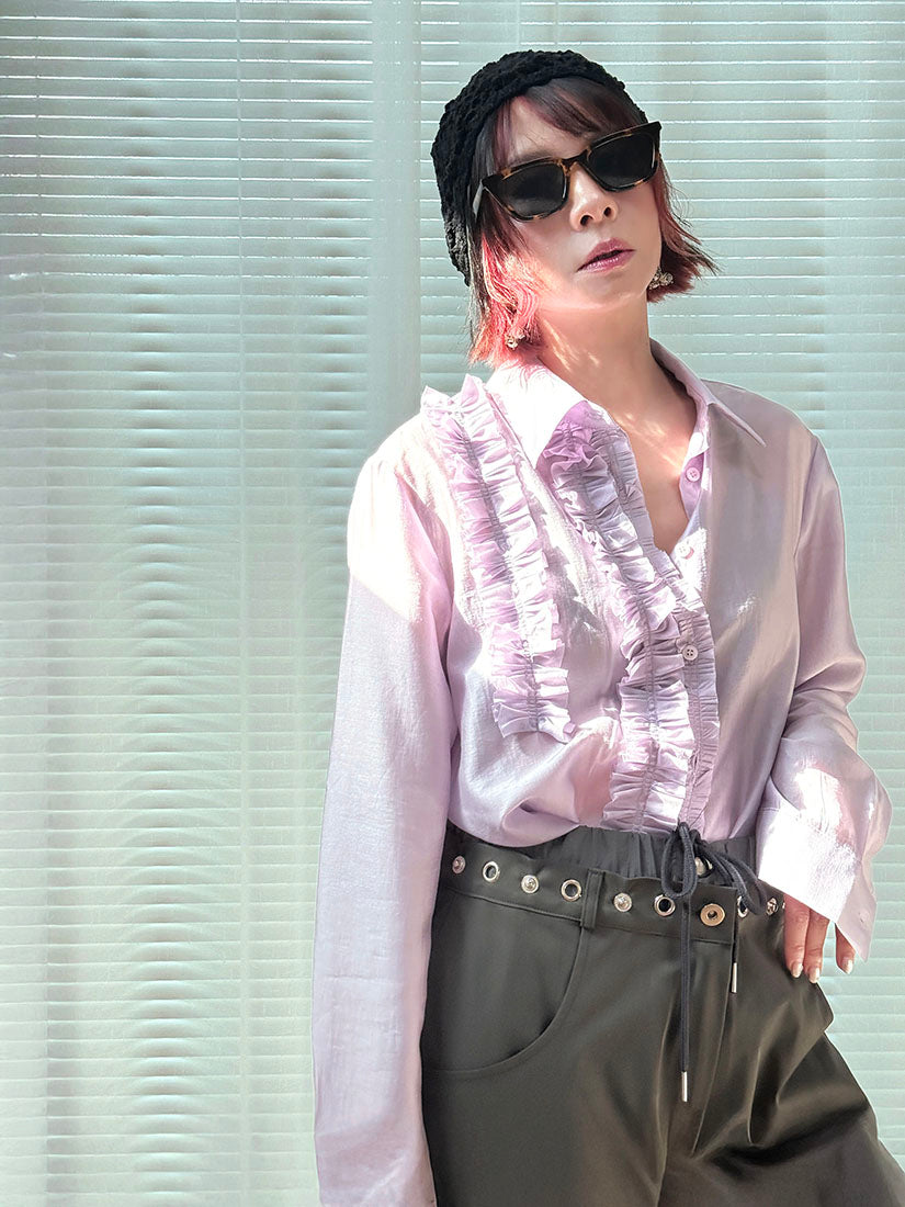 Double Waistband Eyelet Detail Pants (2 Colours)