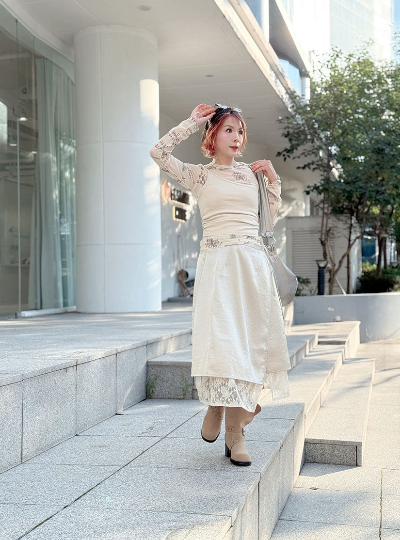 Lace Layered Two Ways Wrap Skirt (2 Colours)