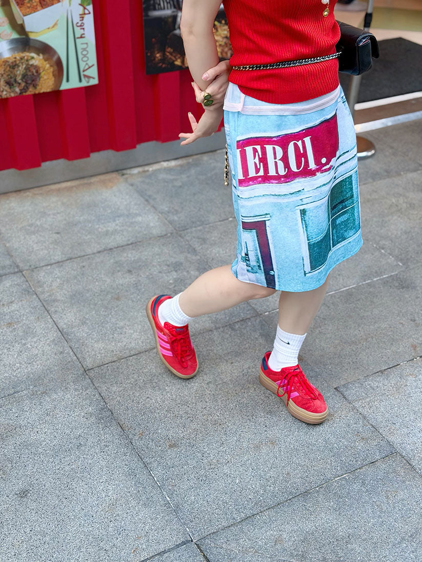'Merci' Printed Skirt