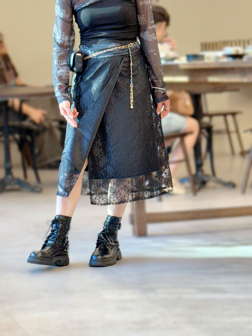 Lace Layered Two Ways Wrap Skirt (2 Colours)