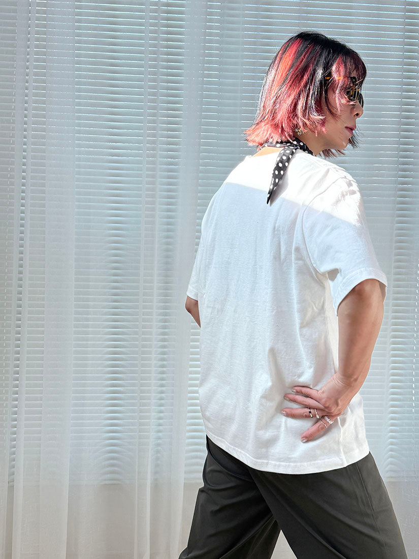 Detachable Scarf Printed Tee (2 Colours)