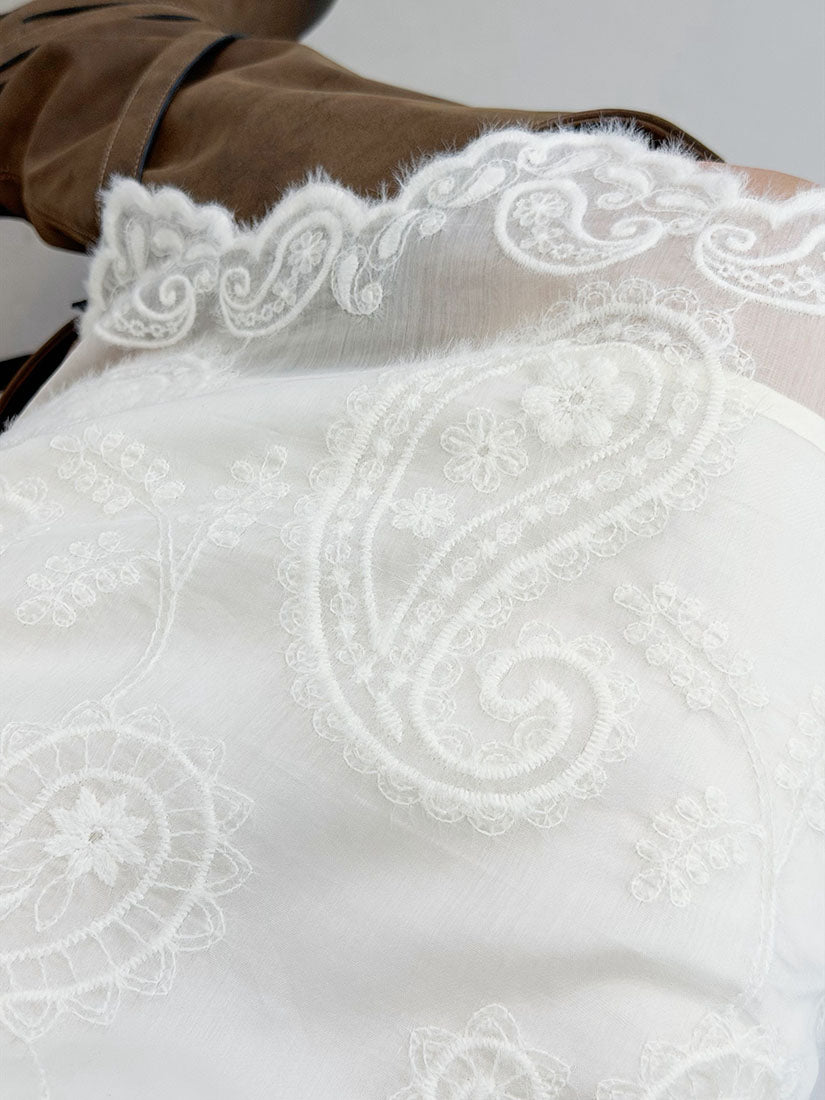 Paisley Embroidered Scalloped Hem Skirt (2 Colours)