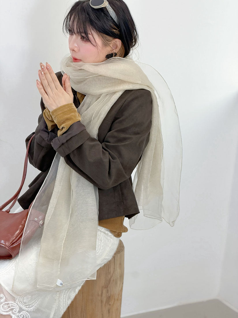 Suede Top With Scarf(3 Colours)