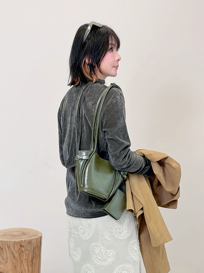 Suede Top With Scarf(3 Colours)