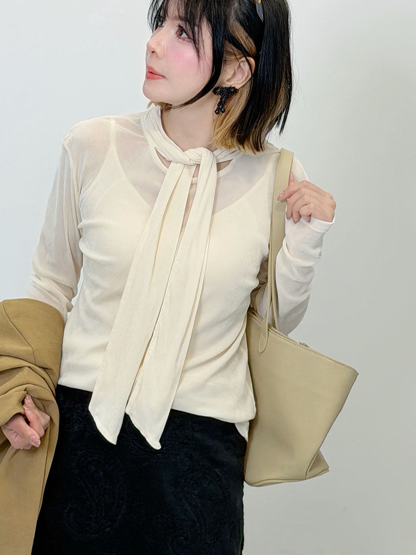 Suede Top With Scarf(3 Colours)
