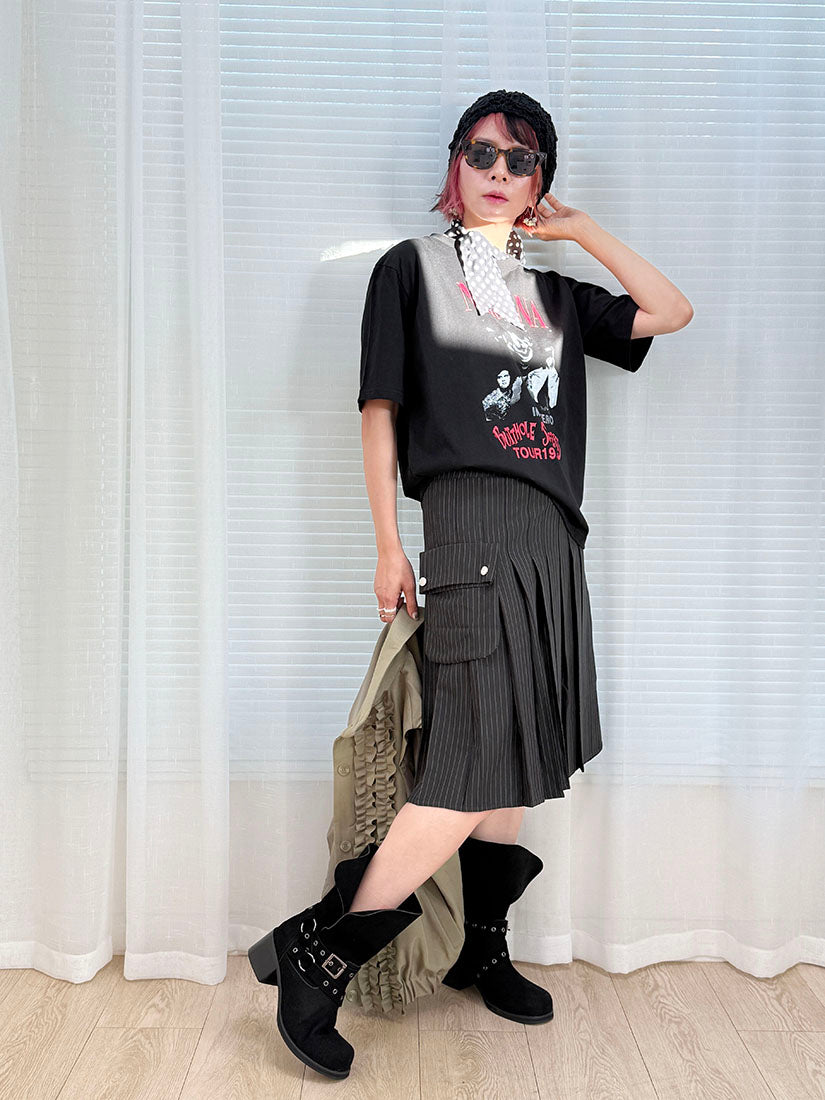Detachable Scarf Printed Tee (2 Colours)