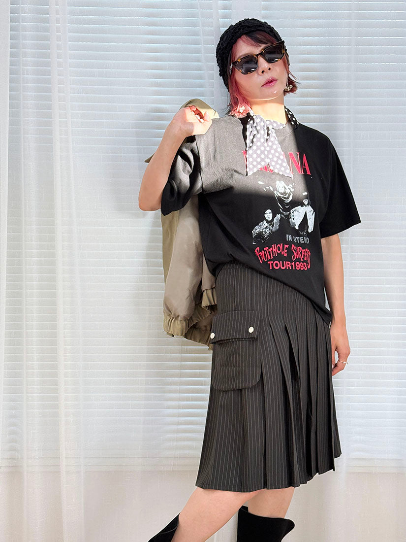 Detachable Scarf Printed Tee (2 Colours)