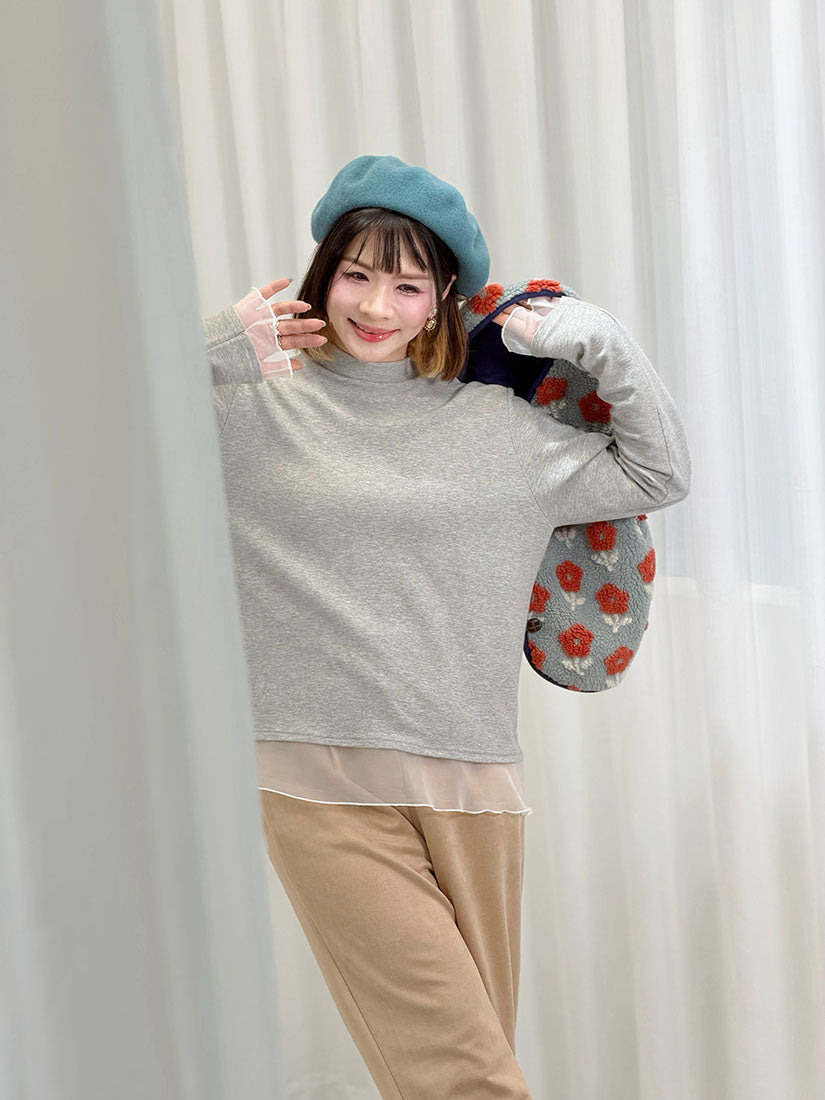 Organza Hem Mock Neck Top (2 Colours)