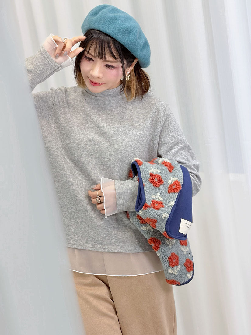 Organza Hem Mock Neck Top (2 Colours)