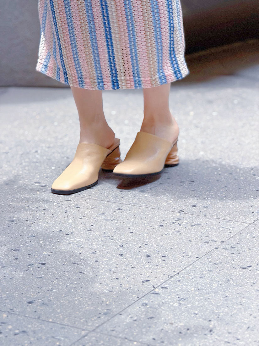 Crushed Soda Can Heel Leather Mules (3 Colours)