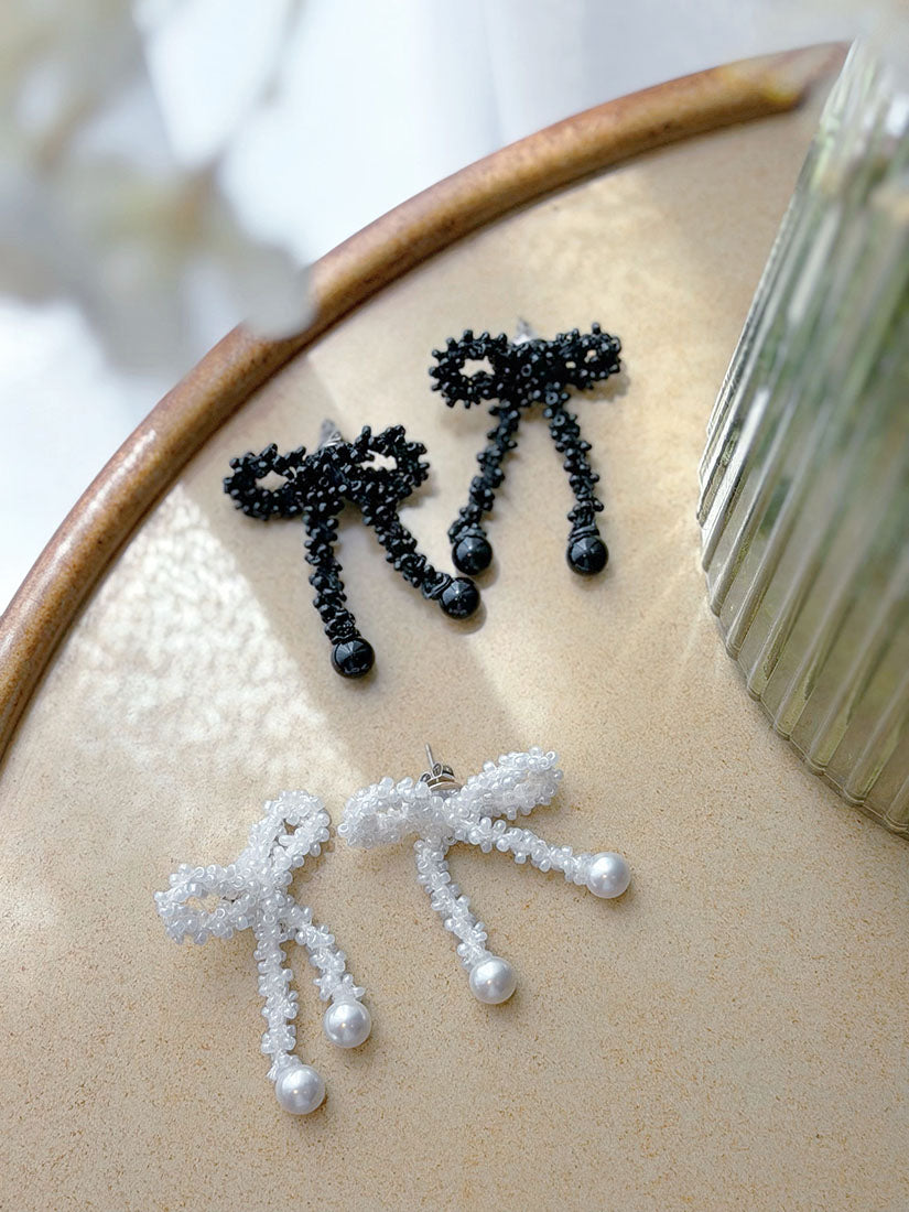Beaded Bow Earrings (2 Colours)