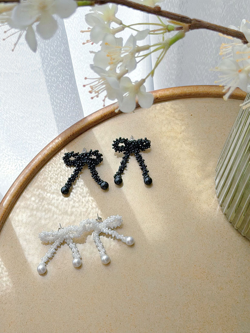 Beaded Bow Earrings (2 Colours)