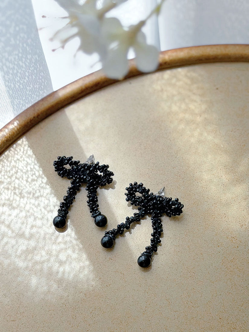 Beaded Bow Earrings (2 Colours)
