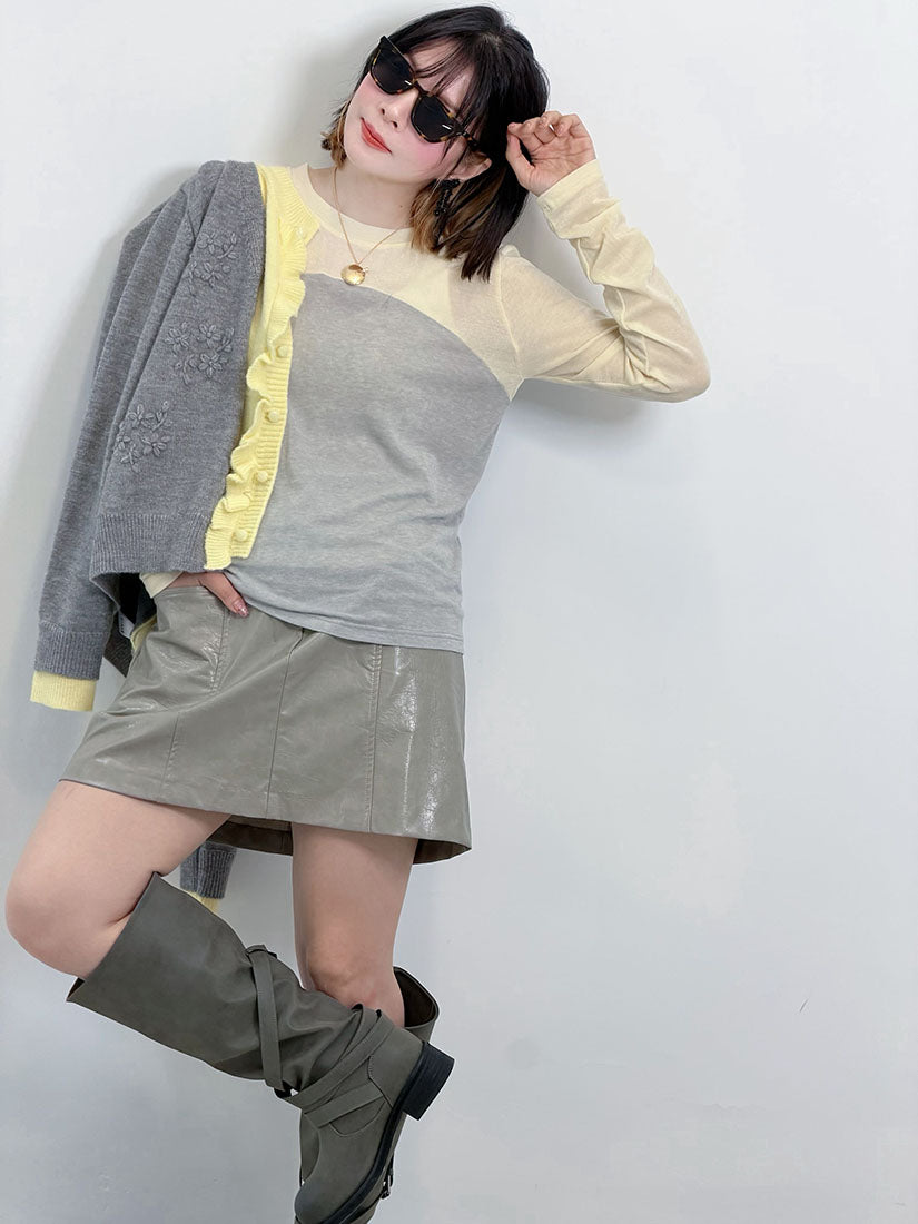 Colourblocked Long Sleeve Basic Top (3 Colours)