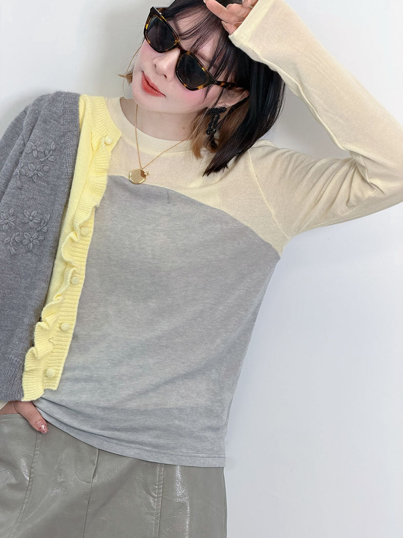 Colourblocked Long Sleeve Basic Top (3 Colours)