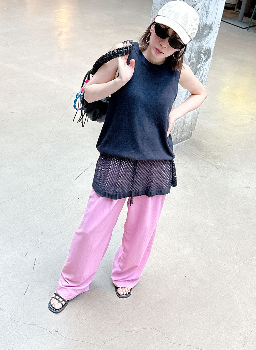 Linen Look Pleated Wide Leg Pants (2 Colours)