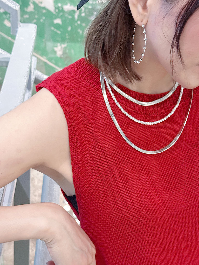 Pearl Snake Chain Triple Necklace Set
