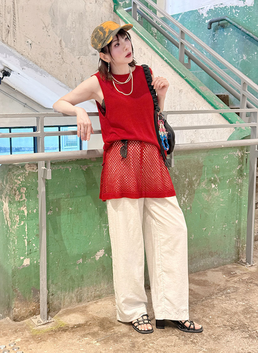 Linen Look Pleated Wide Leg Pants (2 Colours)