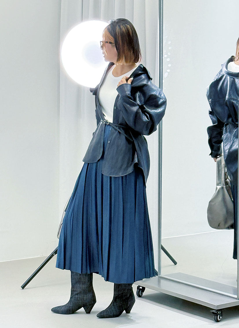 Leather Look Pleated Maxi Skirt (2 Colours)