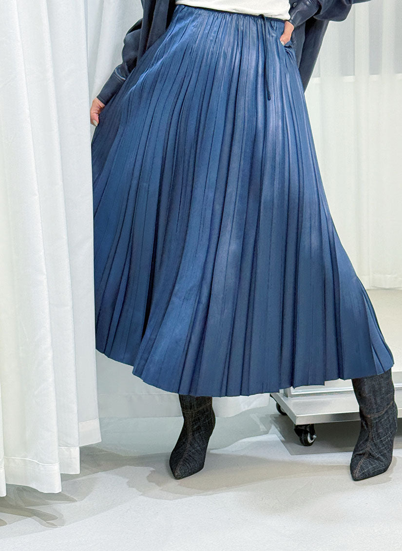 Leather Look Pleated Maxi Skirt (2 Colours)
