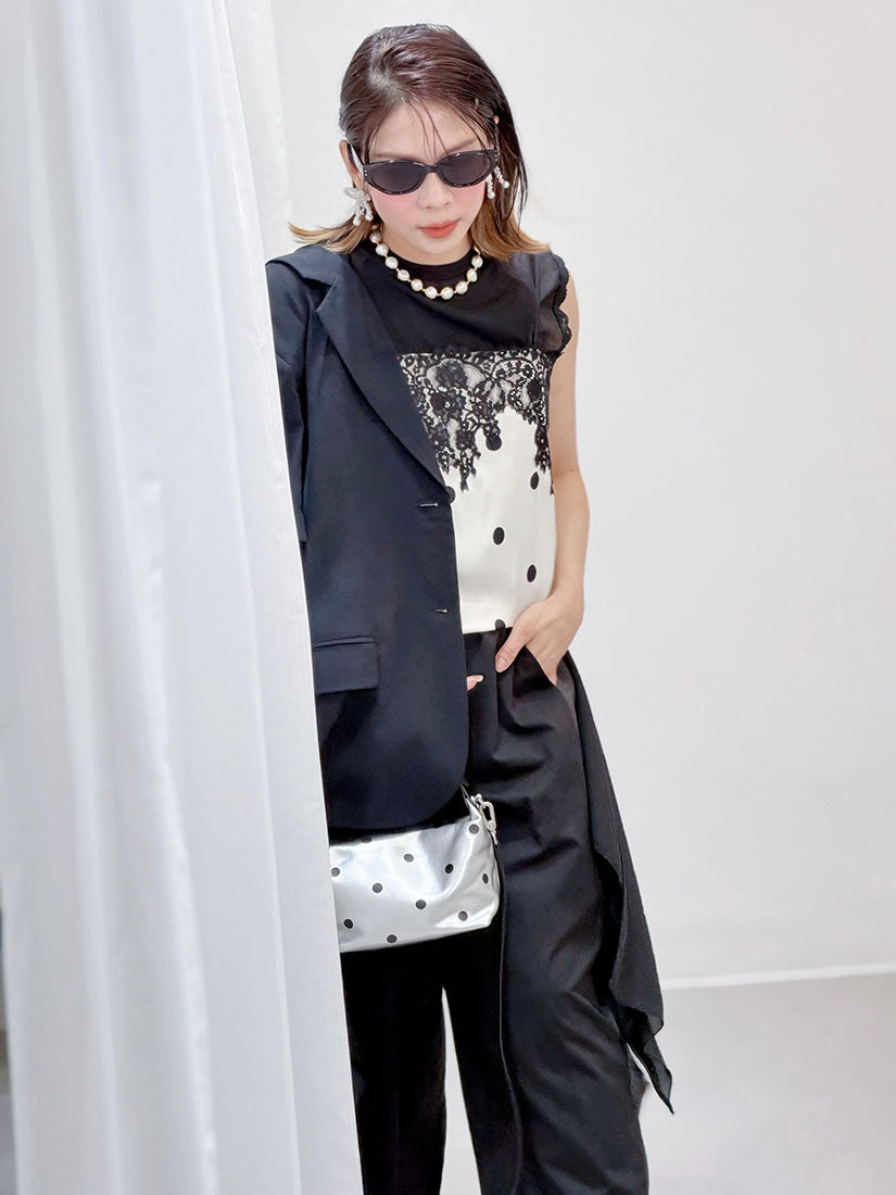 Chiffon Drape Patch Pants (2 Colours)