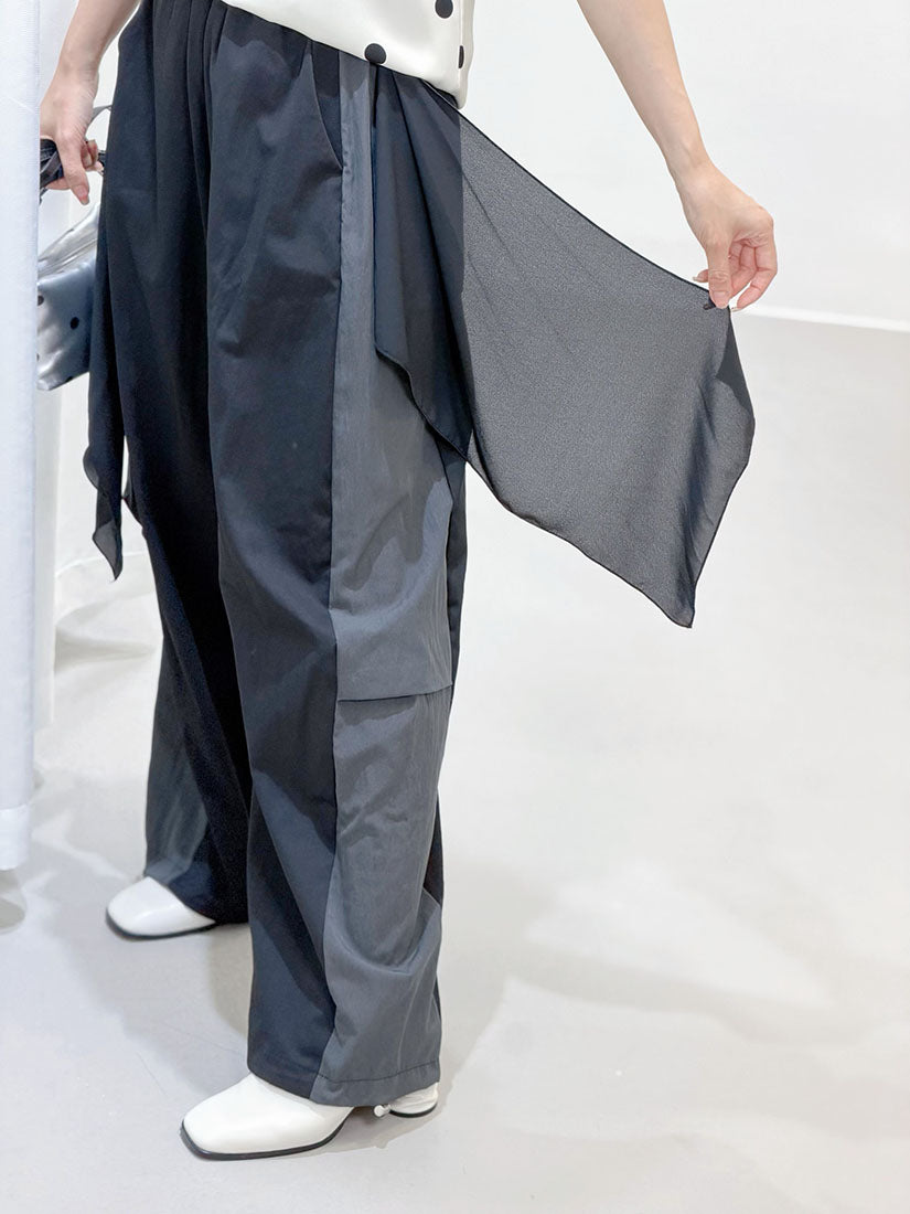 Chiffon Drape Patch Pants (2 Colours)