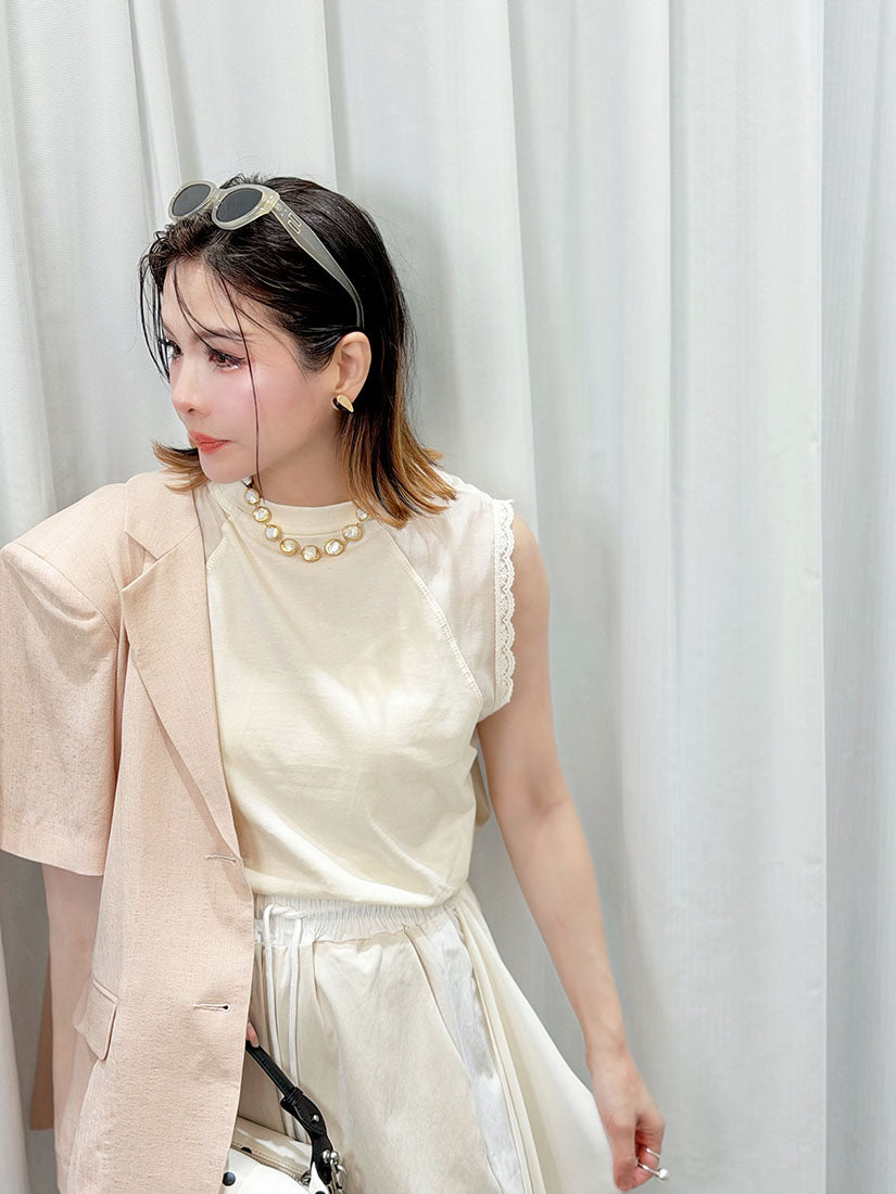 Chiffon Drape Patch Pants (2 Colours)