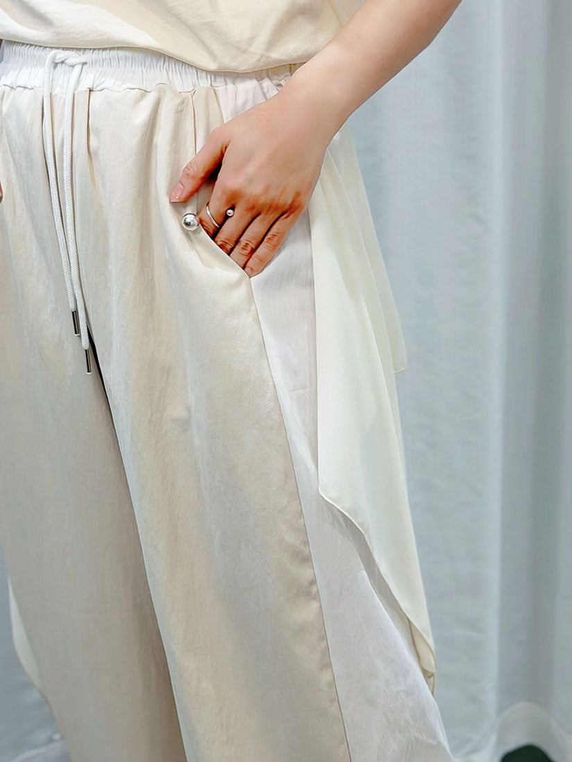 Chiffon Drape Patch Pants (2 Colours)