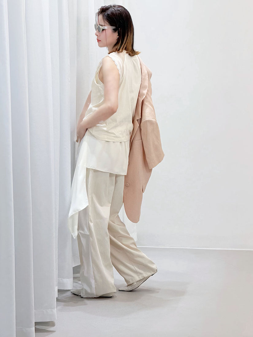 Chiffon Drape Patch Pants (2 Colours)