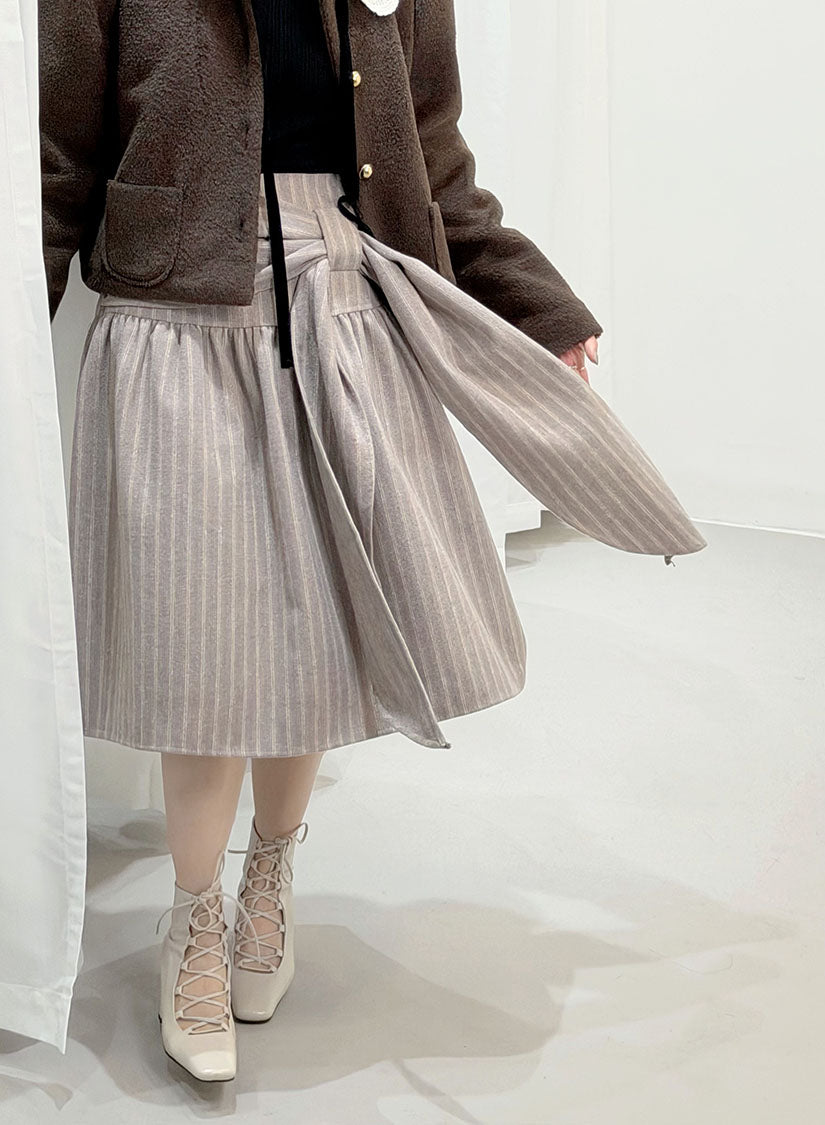 Bow Detailed Striped Skirt (2 Colours)