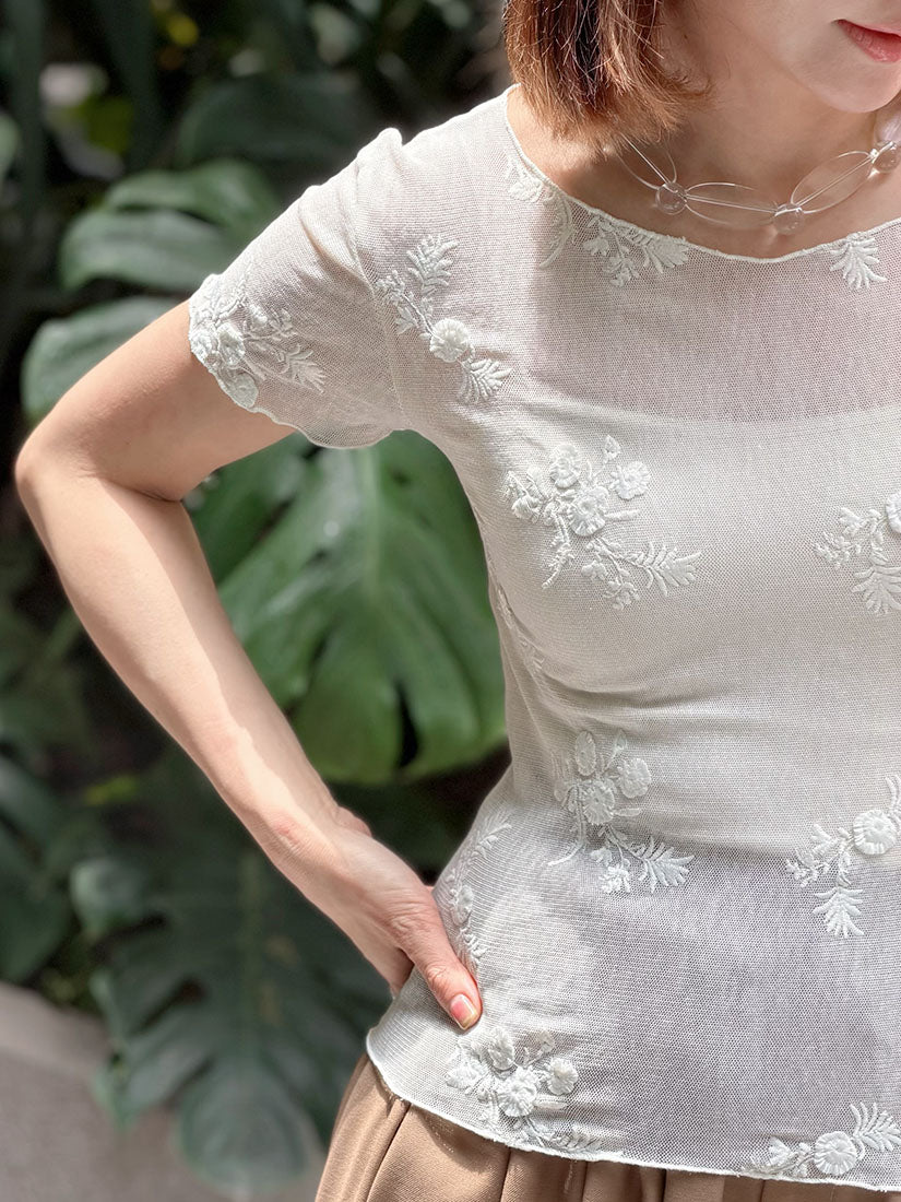 Lettuce Edge Floral Mesh Top (2 Colours)