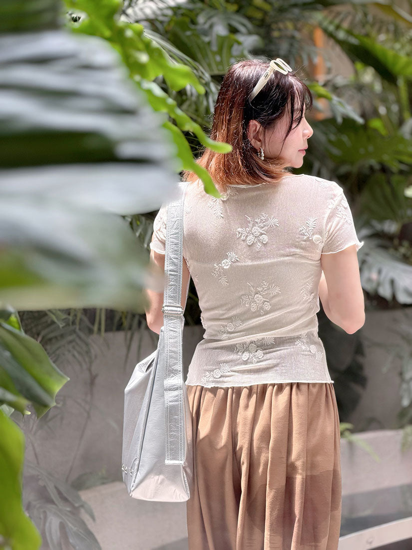 Lettuce Edge Floral Mesh Top (2 Colours)