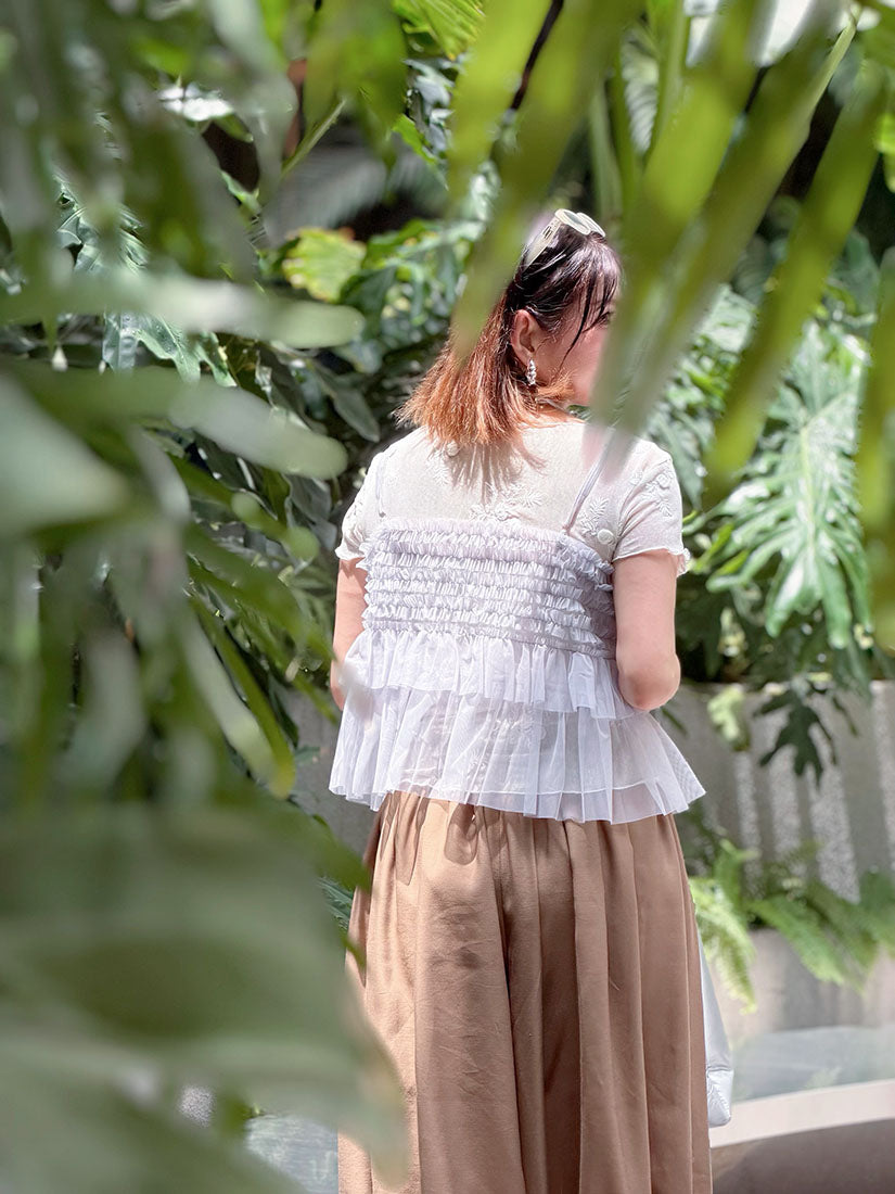 Lettuce Edge Floral Mesh Top (2 Colours)