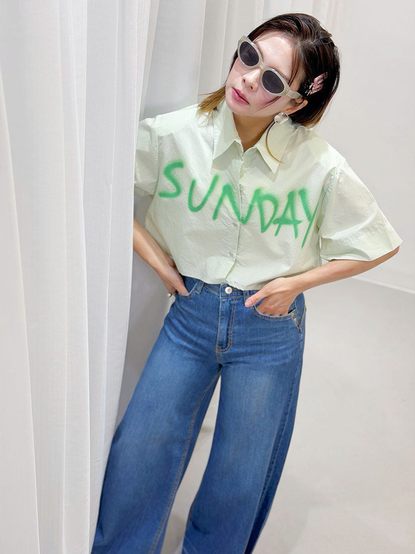 Wide-Leg Denim Pants