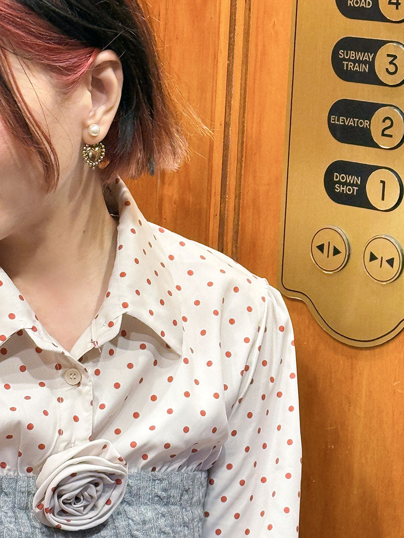 Metallic Heart Pearl Earrings (2 Colours)