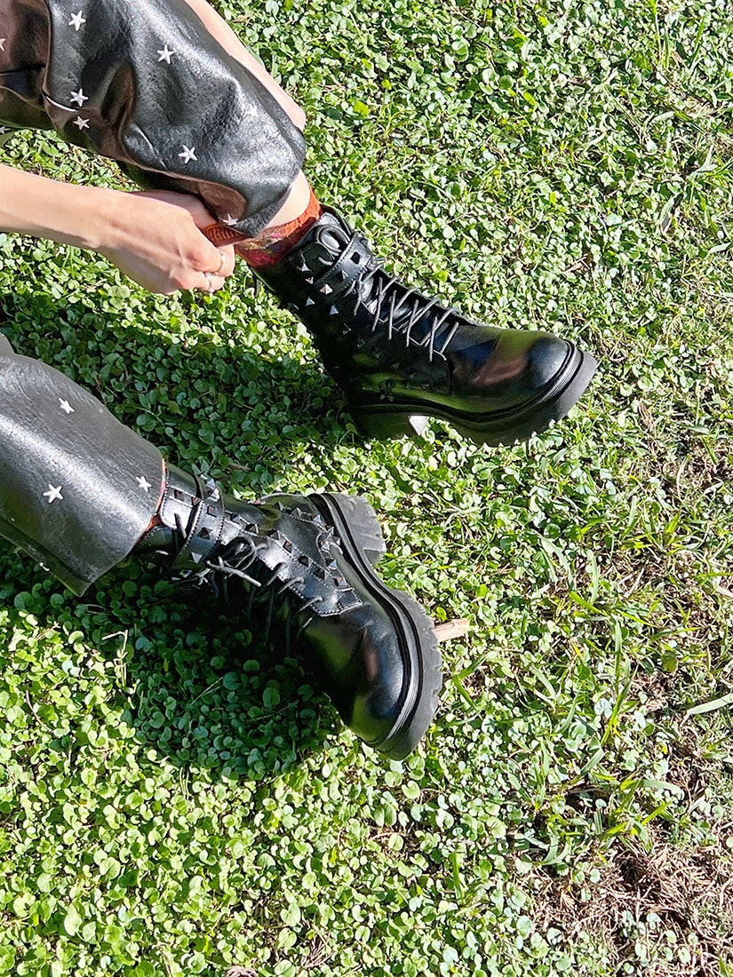 Leather Studs Boots