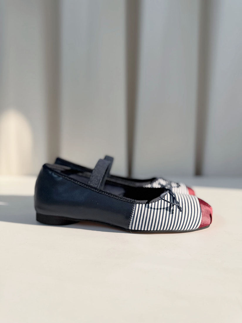 Red Toe Cap Ballerina Flats